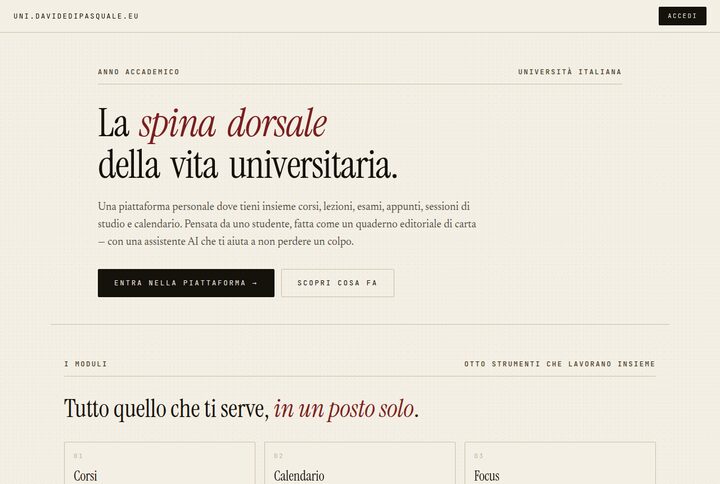 Piattaforma di studio universitario con flashcard generate dall'AI