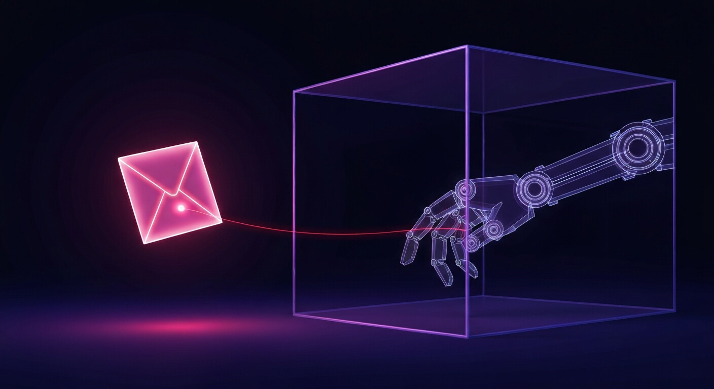 Prompt injection: istruzione nascosta che raggiunge un agente AI isolato in un cubo di sicurezza